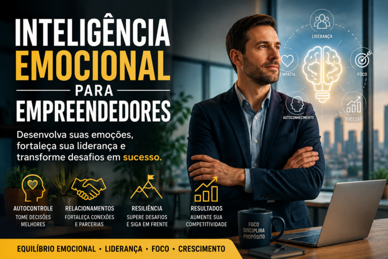 Inteligência Emocional para Empreendedores desenvolvendo liderança, equilíbrio emocional e sucesso nos negócios.