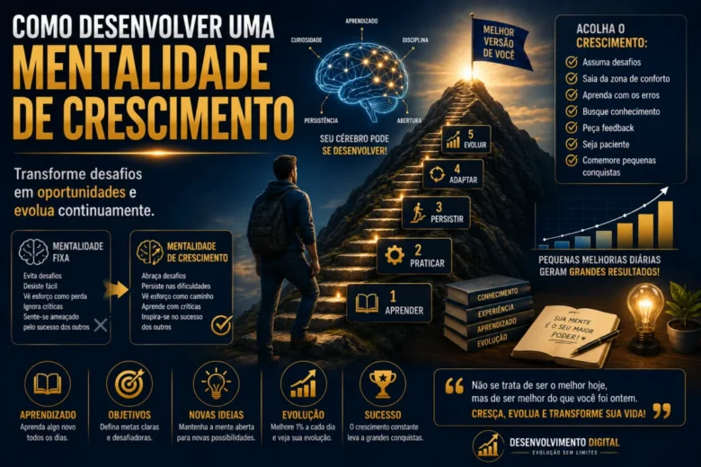 Como Desenvolver uma Mentalidade de Crescimento.A maneira como pensamos influencia diretamente nossas escolhas,