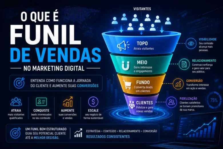 O funil de vendas é uma representação da jornada percorrida por um potencial cliente desde os primeiros contatos com uma empresa, marca, produto ou serviço até uma ação desejada, como solicitar um orçamento,