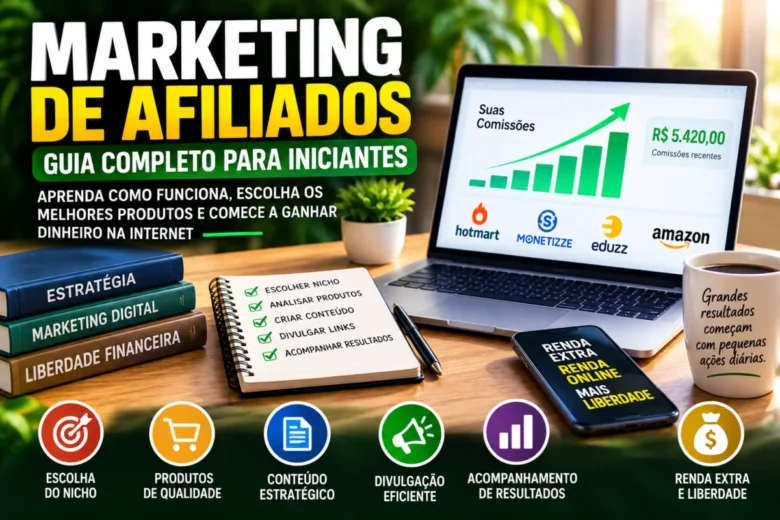 O marketing de afiliados é um modelo de negócio digital no qual uma pessoa promove produtos ou serviços de terceiros e recebe uma comissão quando sua indicação gera uma venda ou outra ação prevista pelas regras do programa de afiliação.