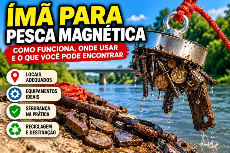 O Ímã Para pesca Magnética é um equipamento utilizado para recuperar objetos metálicos em rios, lagos, canais e outros ambientes aquáticos.